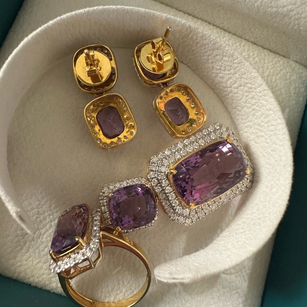 Amethyst gold and diamonds set - Picture 10 of 15